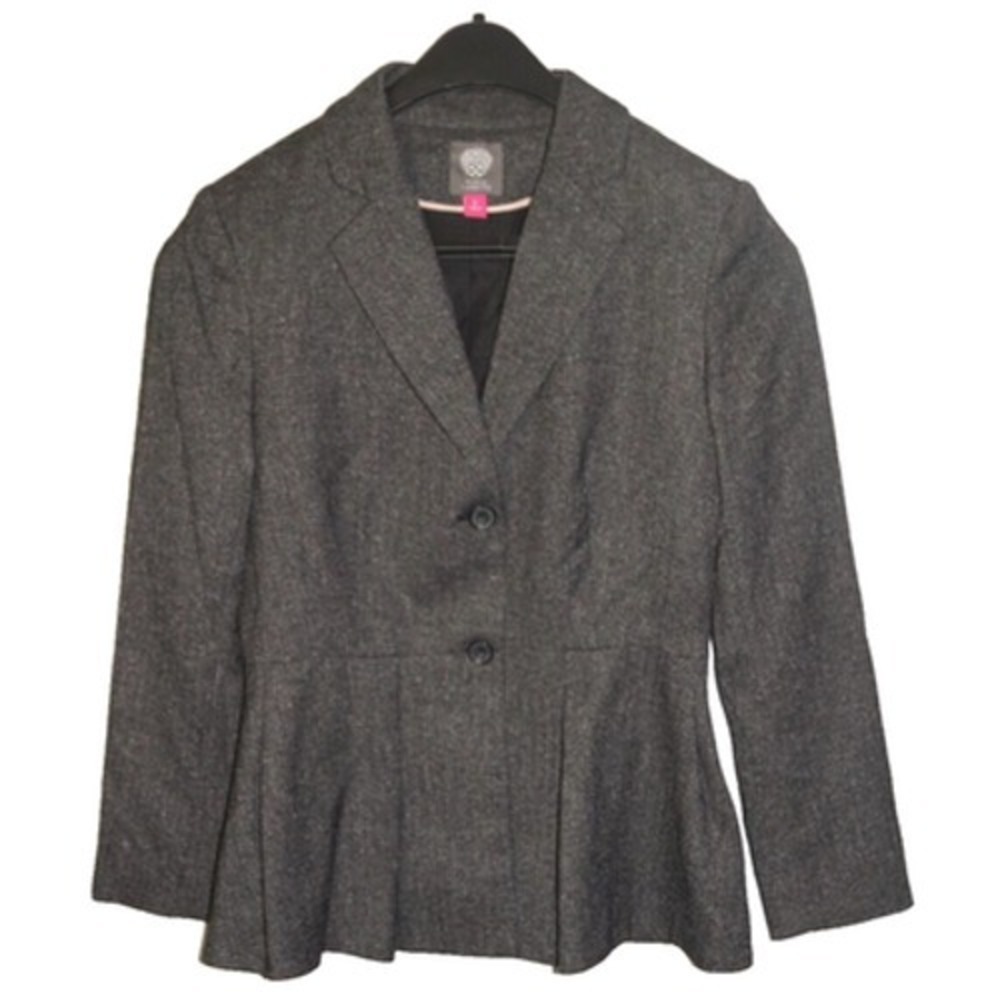 Vince Camuto Women's Size 6 (SMALL) Jacket‎ Blazer Polyester Linen Blend - Gray